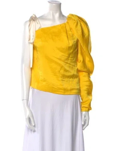 Pre-owned Hellessy Linen One-shoulder Blouse In Yellow