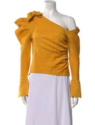 Pre-owned Hellessy Linen One-shoulder Top In Yellow