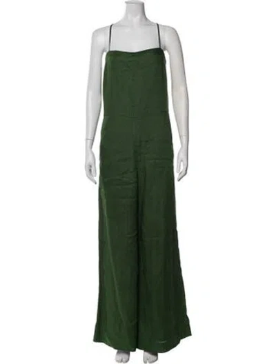 Pre-owned Hellessy Linen Square Neckline Jumpsuit In Green