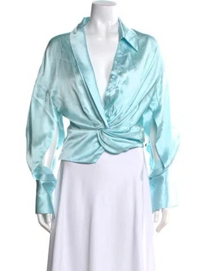Pre-owned Hellessy Long Sleeve Blouse In Blue