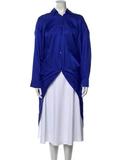 Pre-owned Hellessy Long Sleeve Button-up Top In Blue
