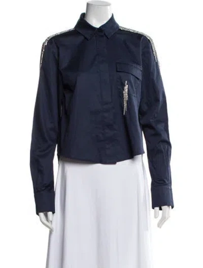 Pre-owned Hellessy Long Sleeve Button-up Top In Blue