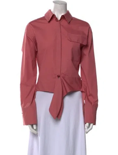 Pre-owned Hellessy Long Sleeve Button-up Top In Pink