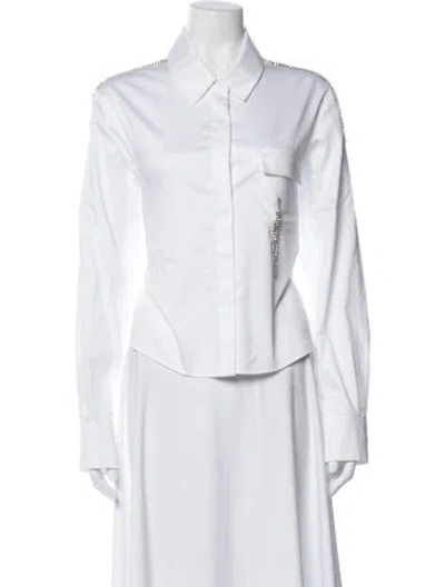 Pre-owned Hellessy Long Sleeve Button-up Top In White