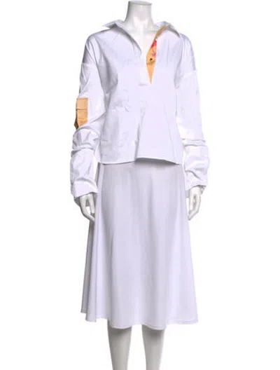 Pre-owned Hellessy Long Sleeve Button-up Top In White