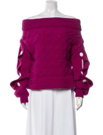 Pre-owned Hellessy Merino Wool Off-the-shoulder Sweater In Pink
