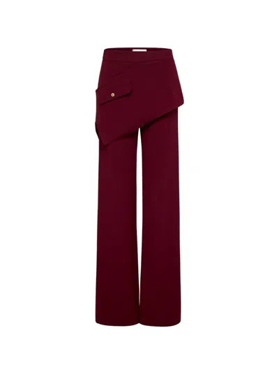 Hellessy Mitch Asymmetric-overlay Trousers In Red