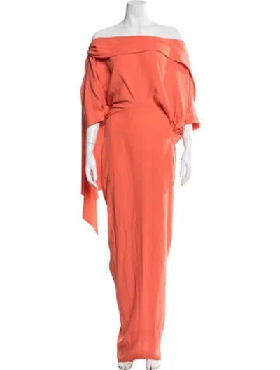 Pre-owned Hellessy Off-the-shoulder Long Dress In Orange