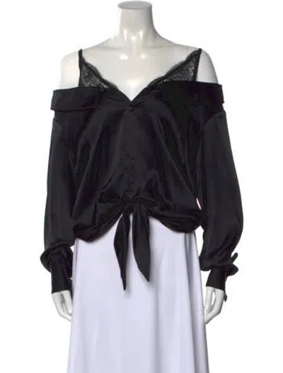Pre-owned Hellessy Off-the-shoulder Long Sleeve Blouse In Black