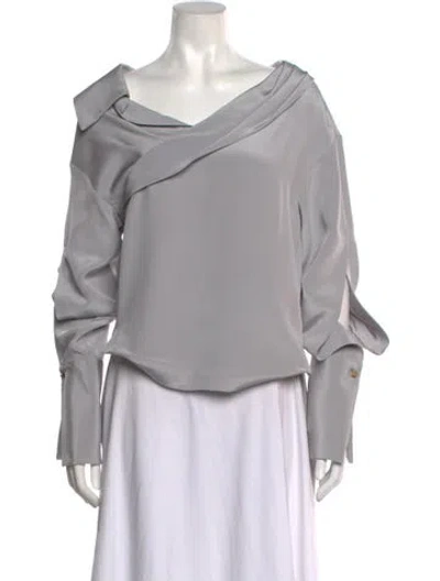 Pre-owned Hellessy Off-the-shoulder Long Sleeve Blouse In Grey