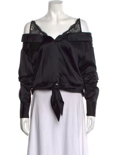 Pre-owned Hellessy Off-the-shoulder Long Sleeve Top In Black