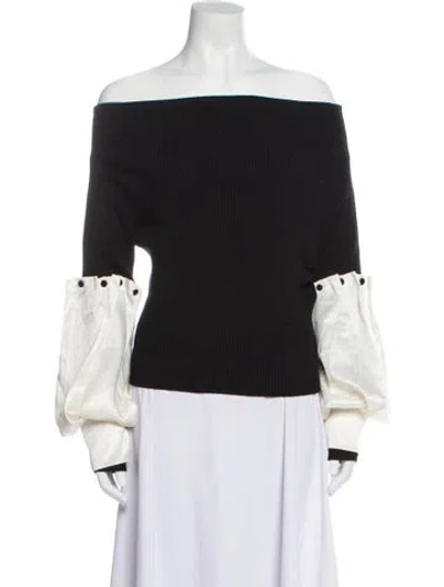 Pre-owned Hellessy Off-the-shoulder Long Sleeve Top In Gray