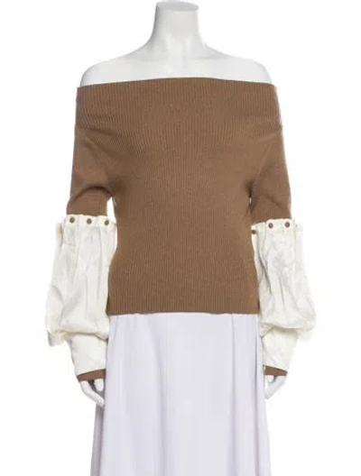 Pre-owned Hellessy Off-the-shoulder Long Sleeve Top In Neutral