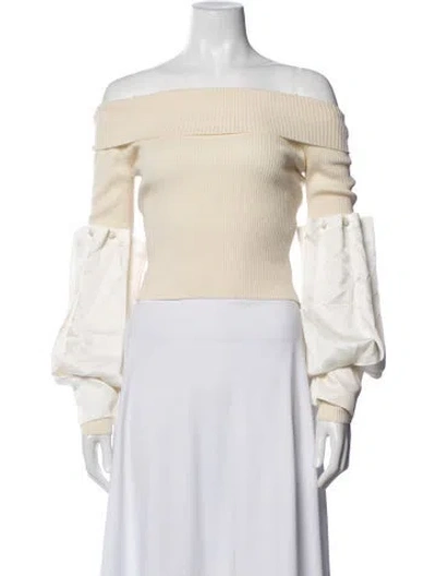 Pre-owned Hellessy Off-the-shoulder Long Sleeve Top In Neutral