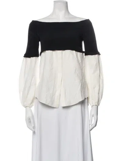 Pre-owned Hellessy Off-the-shoulder Long Sleeve Top In Neutrals