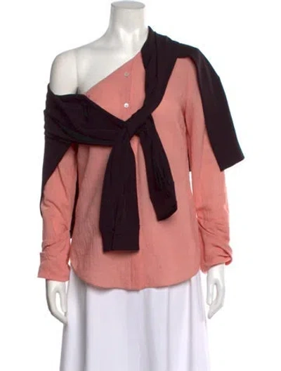 Pre-owned Hellessy Off-the-shoulder Long Sleeve Top In Pink