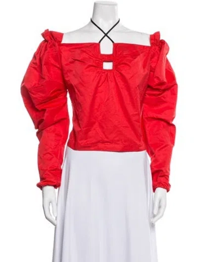 Pre-owned Hellessy Off-the-shoulder Long Sleeve Top In Red