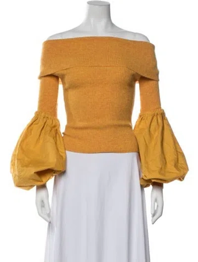 Pre-owned Hellessy Off-the-shoulder Long Sleeve Top In Yellow