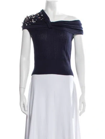 Pre-owned Hellessy Off-the-shoulder Sweater In Blue
