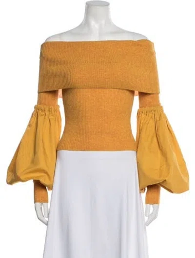 Pre-owned Hellessy Off-the-shoulder Sweater In Yellow