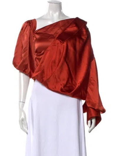 Pre-owned Hellessy One-shoulder Long Sleeve Top In Brown