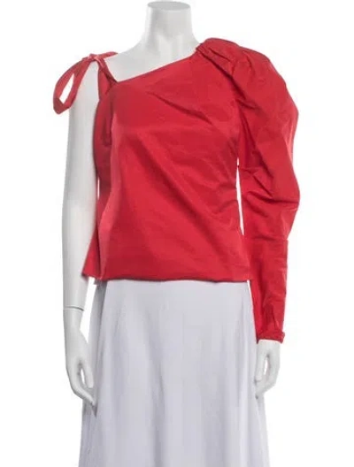 Pre-owned Hellessy One-shoulder Long Sleeve Top In Red