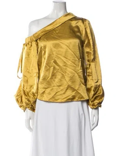 Pre-owned Hellessy One-shoulder Long Sleeve Top W/ Tags In Yellow