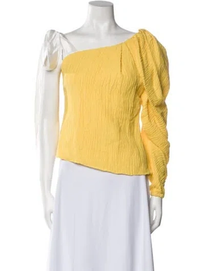 Pre-owned Hellessy One-shoulder Long Sleeve Top In Yellow