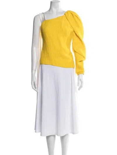 Pre-owned Hellessy One-shoulder Long Sleeve Top In Yellow