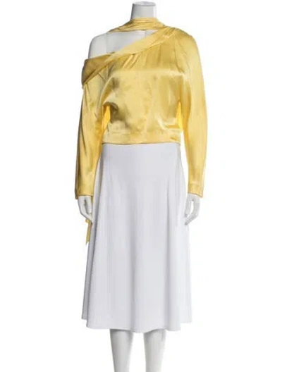 Pre-owned Hellessy One-shoulder Long Sleeve Top In Yellow