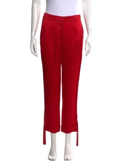Pre-owned Hellessy Paisley Print Straight Leg Pants In Red