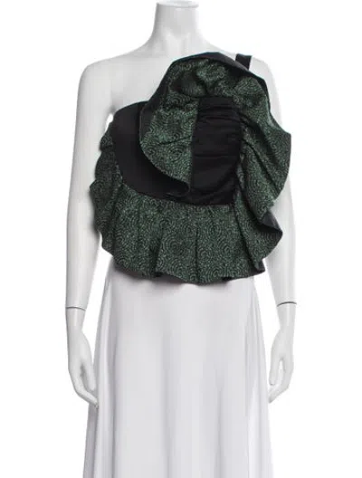 Pre-owned Hellessy Patterned Asymmetrical Crop Top In Black