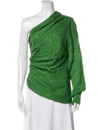 Pre-owned Hellessy Patterned One-shoulder Top In Green