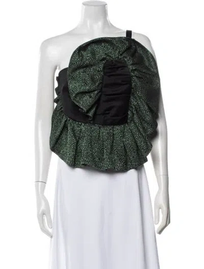 Pre-owned Hellessy Patterned One-shoulder Top In Green