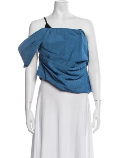 Pre-owned Hellessy Patterned One-shoulder Top W/ Tags In Blue/white
