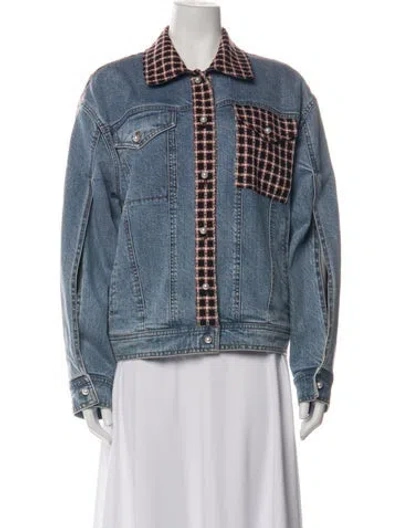 Pre-owned Hellessy Plaid Print Denim Jacket In Blue
