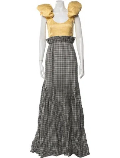 Pre-owned Hellessy Plaid Print Long Dress In Multicolor