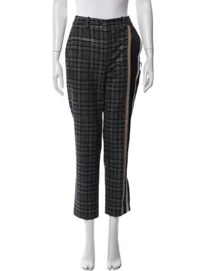 Pre-owned Hellessy Plaid Print Straight Leg Pants In Grey/metallic