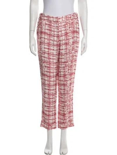 Pre-owned Hellessy Plaid Print Straight Leg Pants In Pink