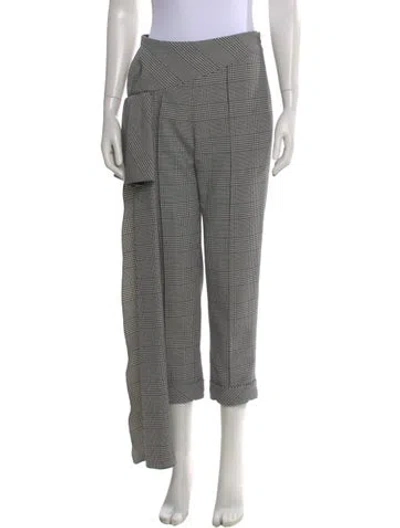 Pre-owned Hellessy Plaid Print Wide Leg Pants In Black