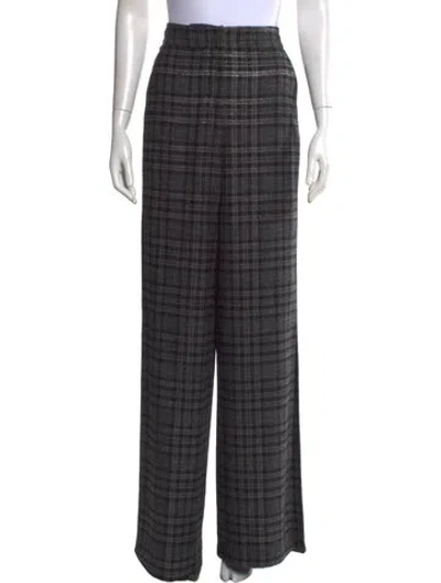 Pre-owned Hellessy Plaid Print Wide Leg Pants In Grey