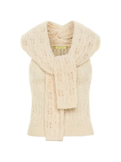 Hellessy Pointelle-knit Scarf-detail Top In White