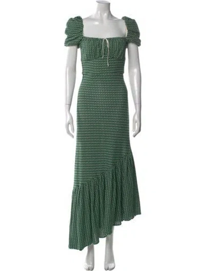 Pre-owned Hellessy Polka Dot Print Long Dress In Green