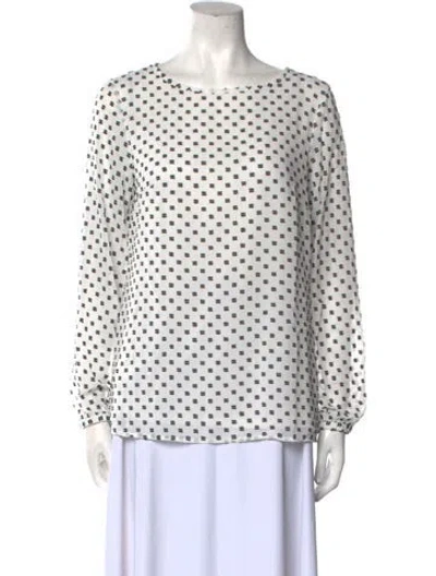 Pre-owned Hellessy Printed Bateau Neckline Blouse In White