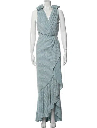 Pre-owned Hellessy Printed Long Dress In Blue