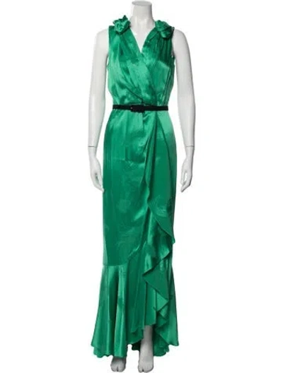 Pre-owned Hellessy Printed Long Dress In Green