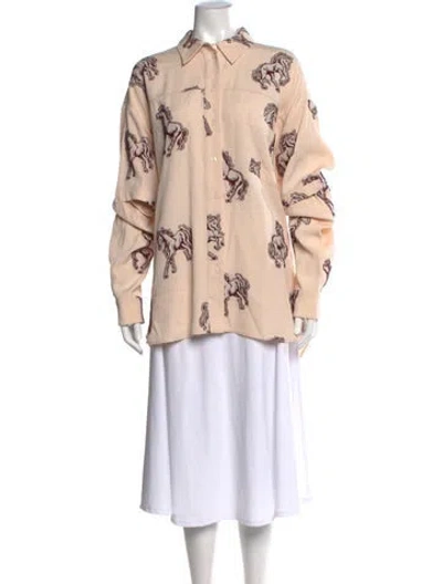 Pre-owned Hellessy Printed Long Sleeve Button-up Top In Neutrals
