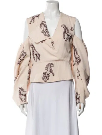 Pre-owned Hellessy Printed Long Sleeve Top In Neutral