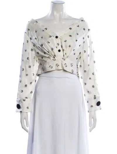 Pre-owned Hellessy Printed V-neck Crop Top In Neutral