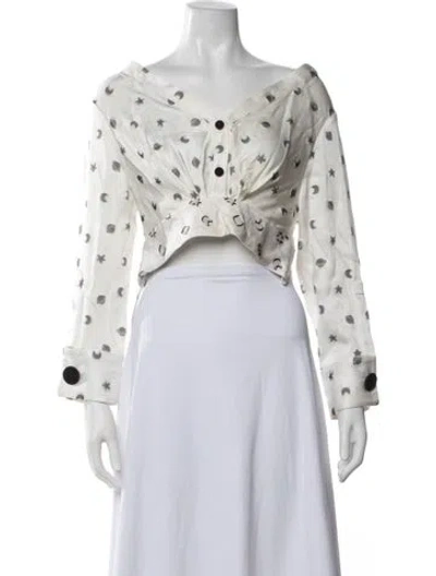 Pre-owned Hellessy Printed V-neck Crop Top In Neutrals